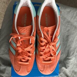 Adidas Gazelle Indoor Bright Orange and Light Blue